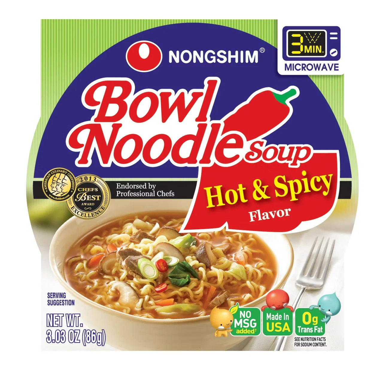 Nong Shim Hot & Spicy Noodles - 3.03oz/12pk - Image 2
