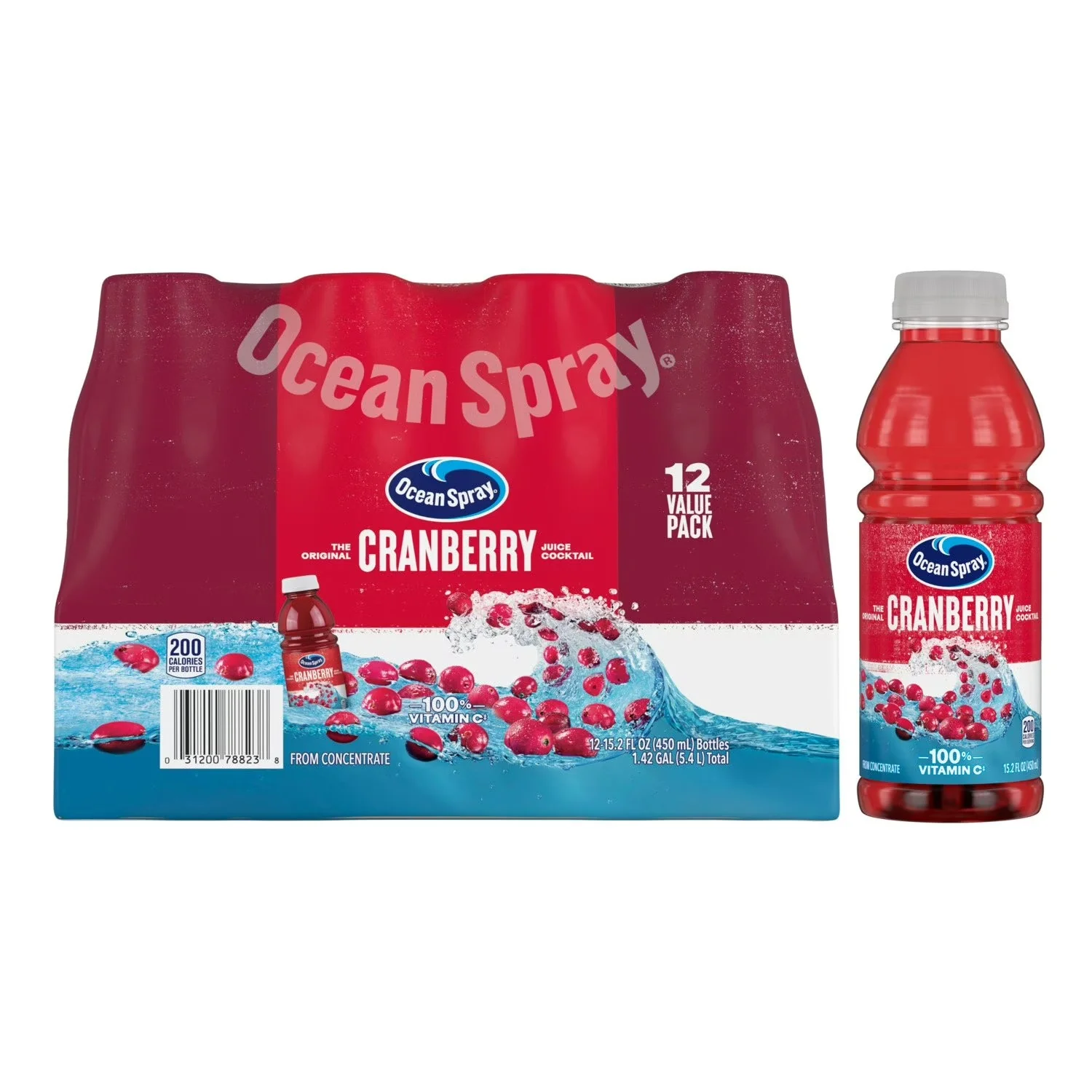 Ocean Spray Cranberry Juice Plastic Bottles - 15.2oz/12pk - Image 2