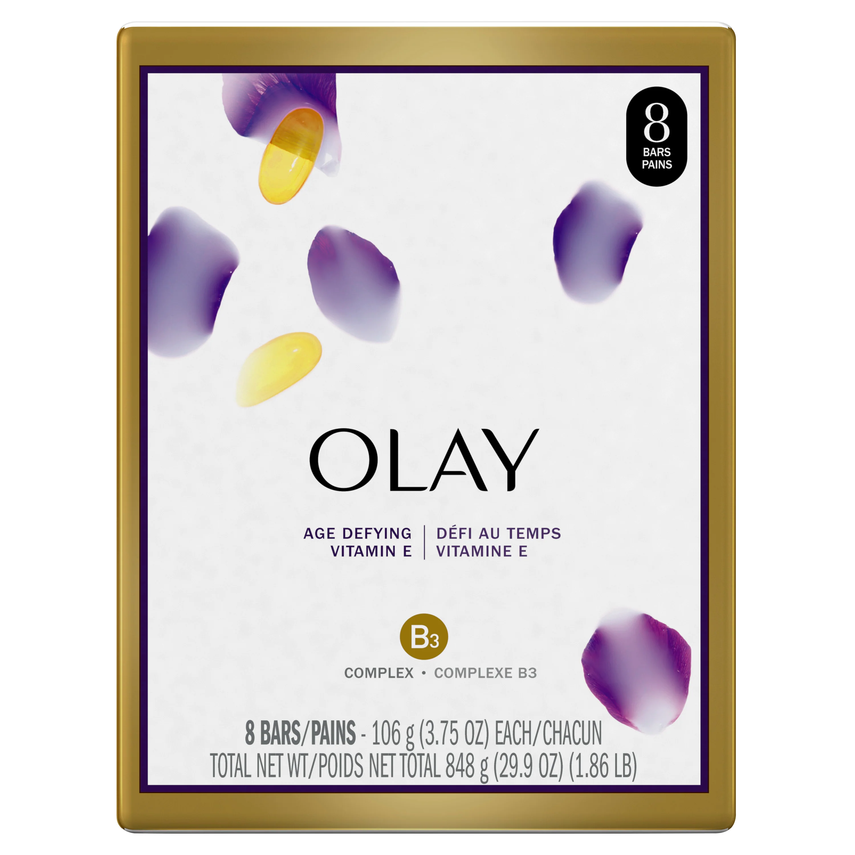 Olay Age Defying 8-Bar Soap w/ Vitamin E & Vitamin B3 Complex Beauty Bars 106g 8Bar - 3.75oz/4pk