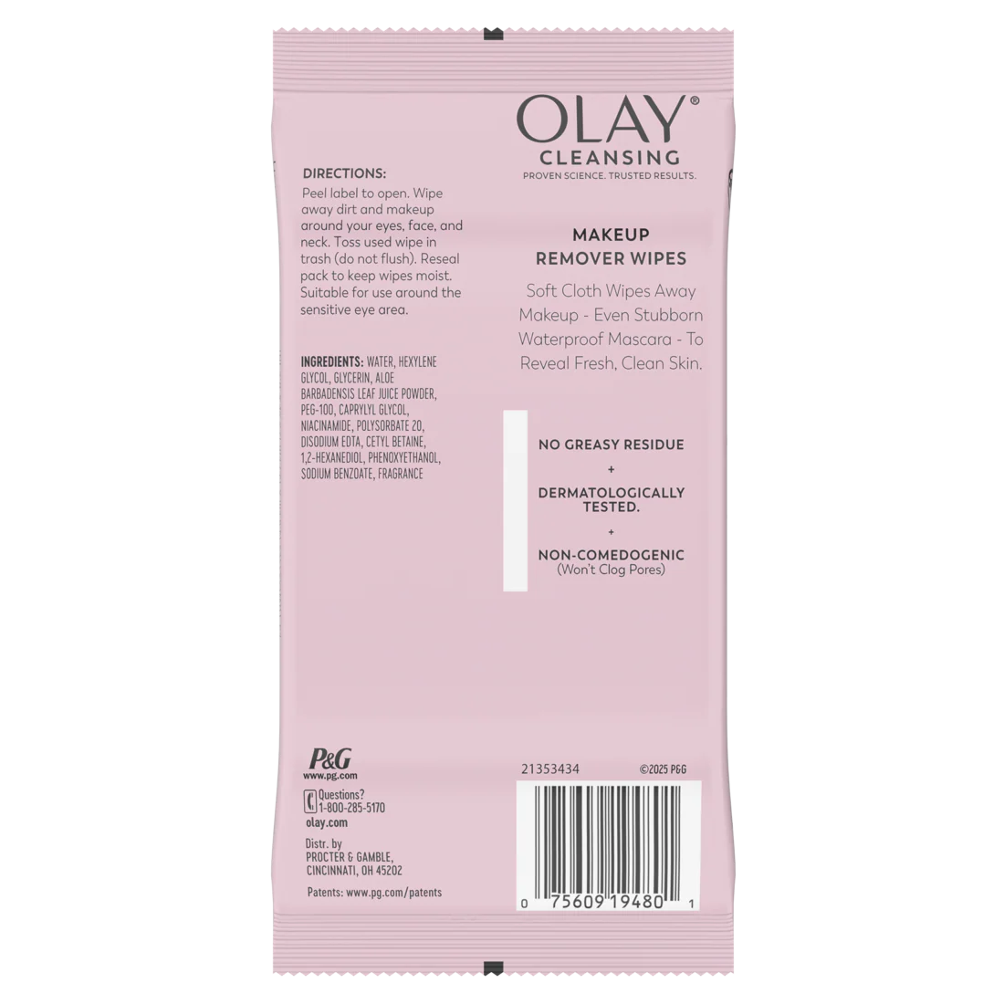 Olay Cleanse Makeup Remover Wipes Rose Water - 25ct/12pk - Image 2