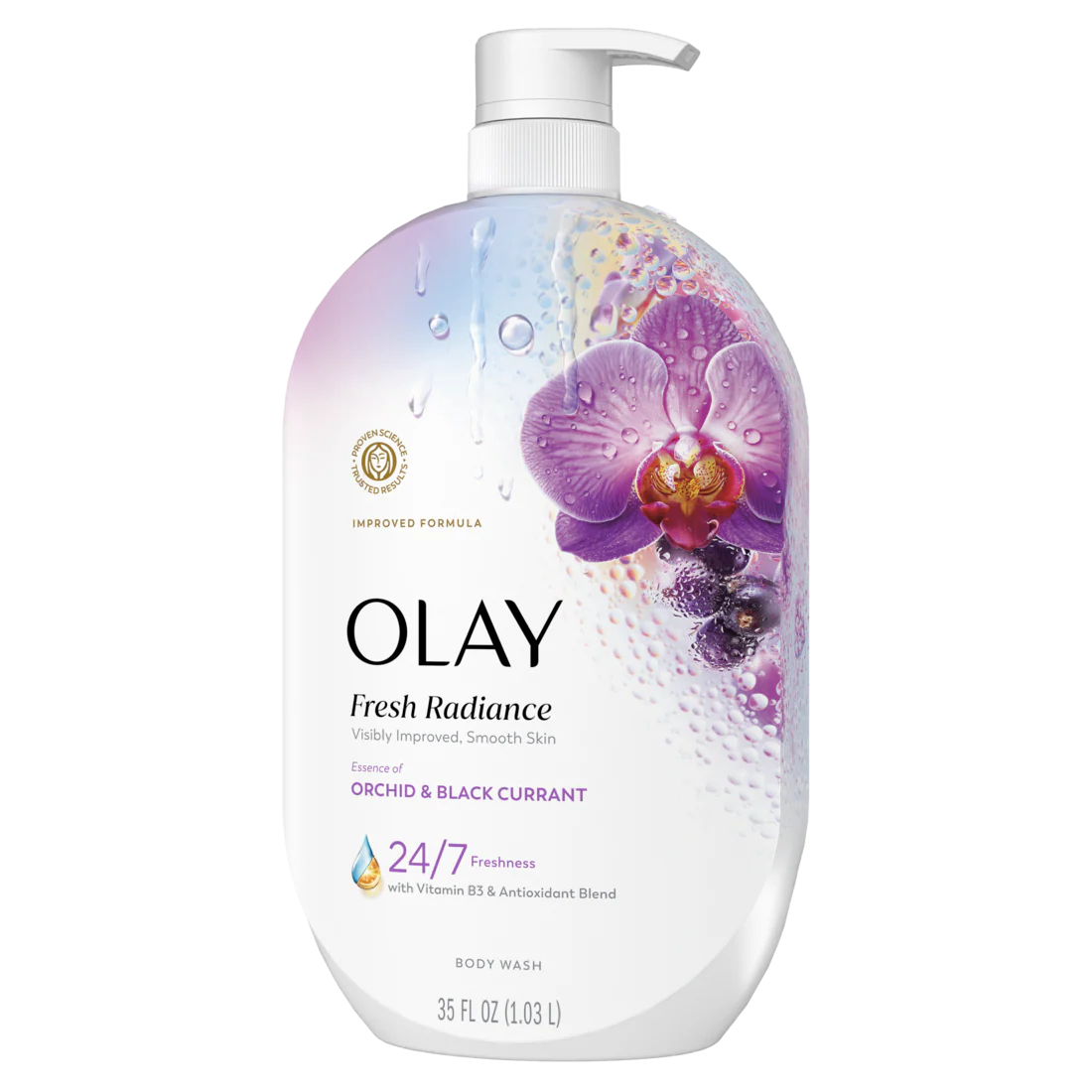 Olay Fresh Radiance Body Wash With Essence Of Orchid And Black Currant Vitamin B3 And Antioxidant Blend - 35oz/4pk
