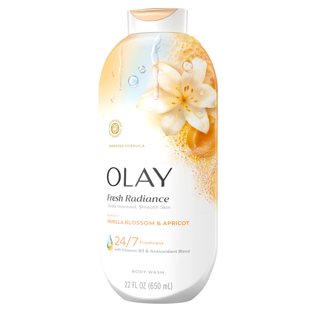 Olay Fresh Radiance Body Wash With Essence Of Vanilla Blossom And Apricot Vitamin B3 And Antioxidant Blend - 22oz/4pk