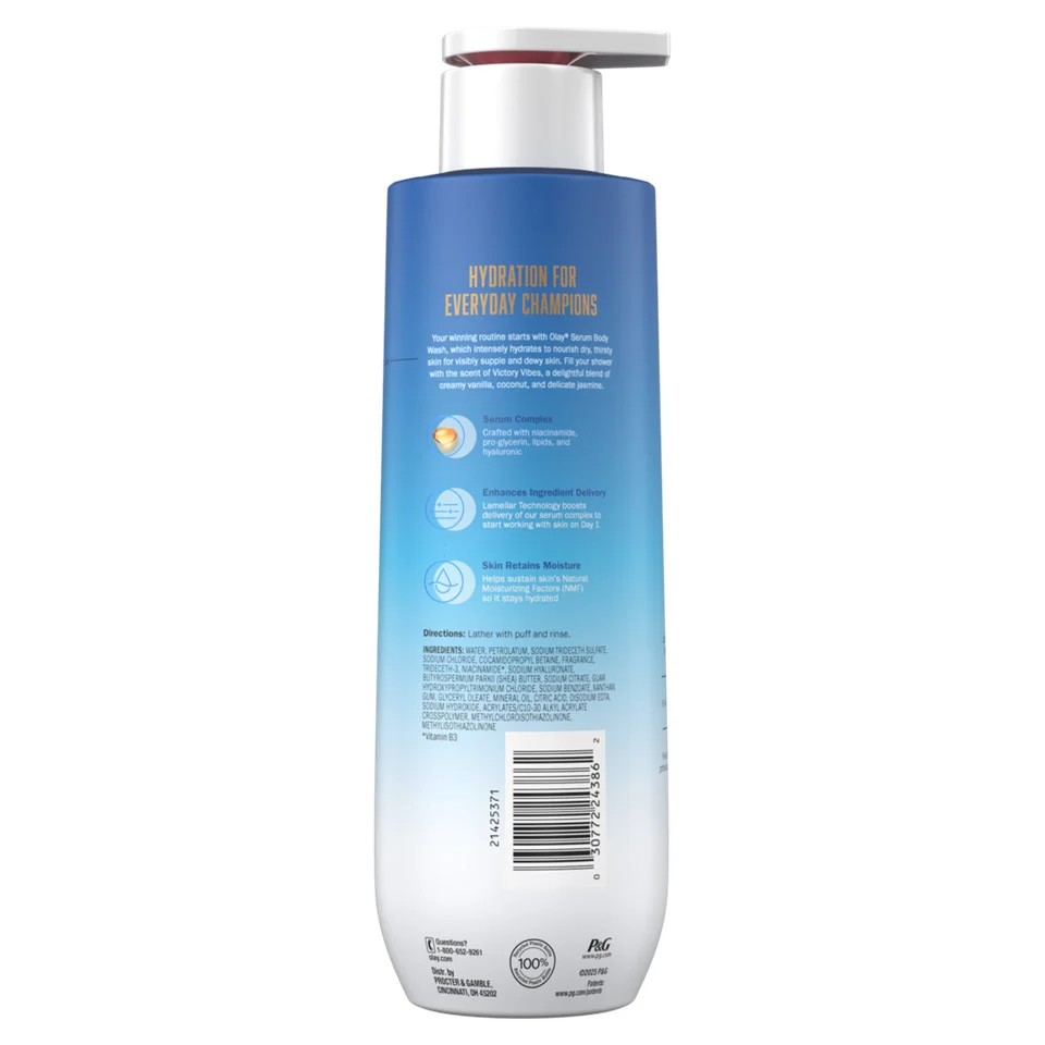 Olay Intensely Hydrating Body Wash With Hyaluronic Serum Complex Victory Vibes Vanilla Scent - 20oz/4pk - Image 2