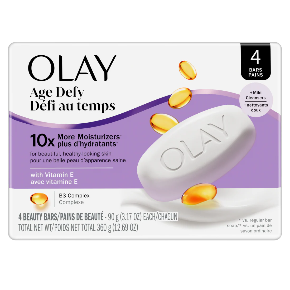 Olay Age Defying Bar Soap With Vitamin E And Vitamin B3 Complex Beauty Bars - (4x3.17)oz/12pk