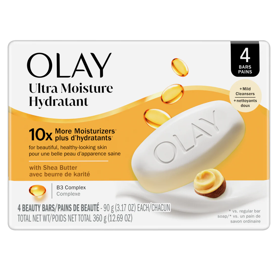 Olay Ultra Moisture Shea Butter Beauty Bar With Vitamin B3 Complex - (4x3.17)oz/12pk