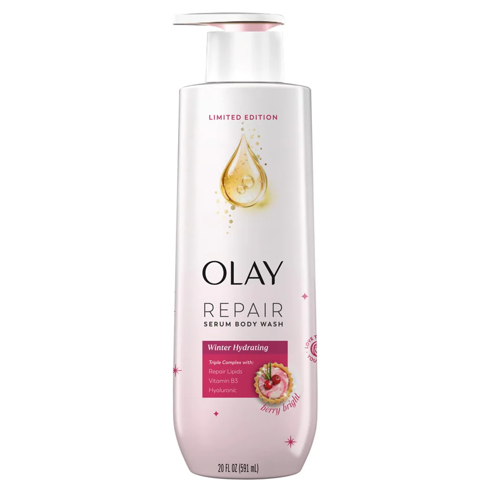 Olay Premium Winter Hydrating Repair Serum Body Wash Berry Bright - 20oz/4pk