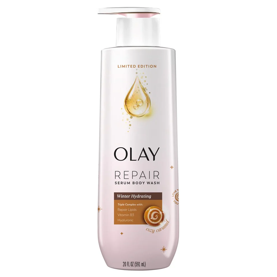 Olay Premium Winter Hydrating Repair Serum Body Wash Cozy Caramel - 20oz/4pk