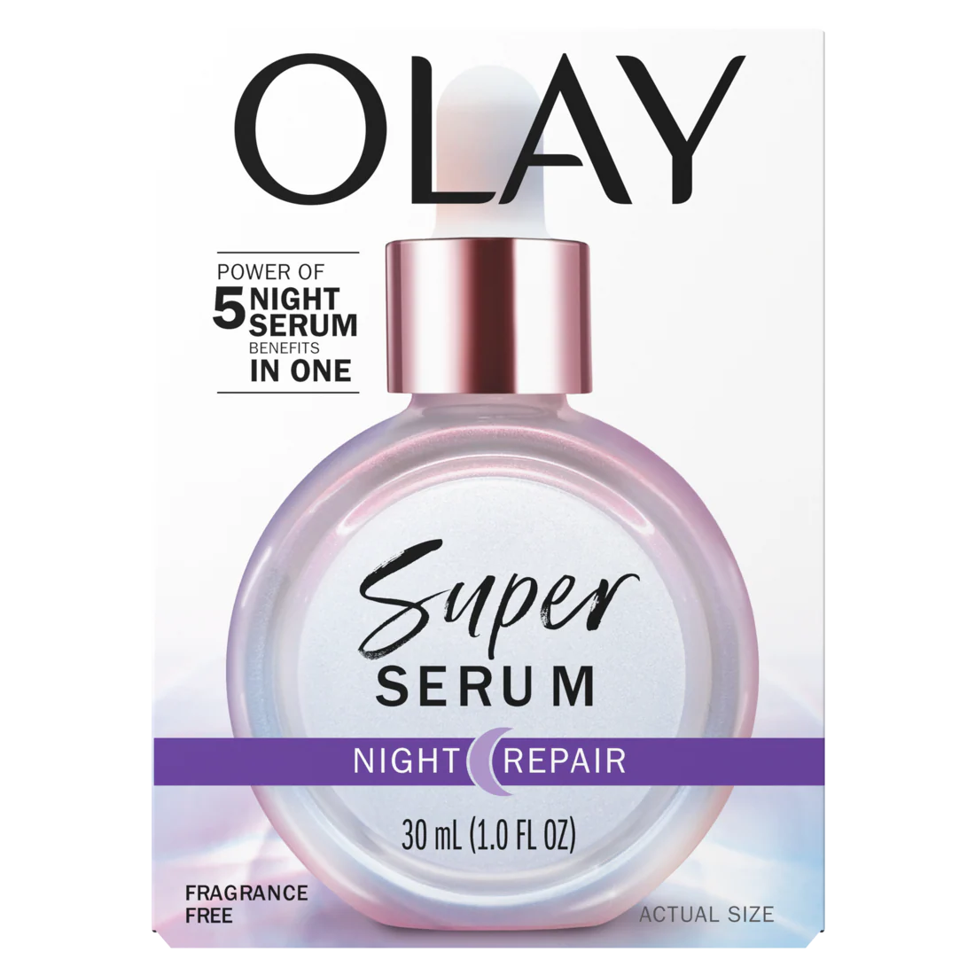 Olay Super Serum Night Repair Fragrance-Free - Niacinamide Peptide Salicylic & Lactic Acid Glycerin 5-in-1 Skin Care Benefits - Hydrating Evens Tone Reduces Dark Spots Anti-Aging - 1.0oz/3pk