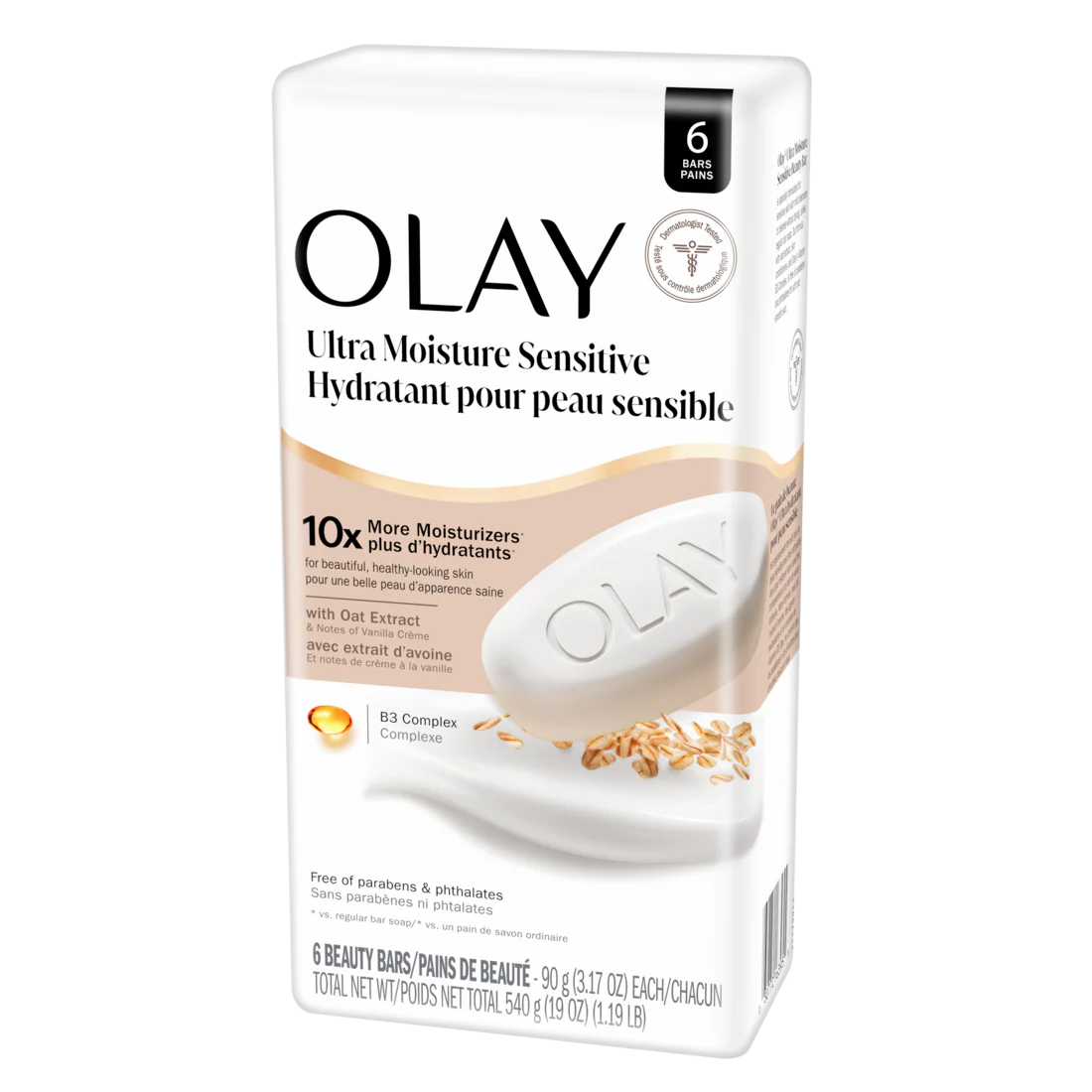 Olay Ultra Moisture Sensitive Beauty Bar With Oat Extract And Notes Of Vanilla Creme - (6x3.17)oz/6pk