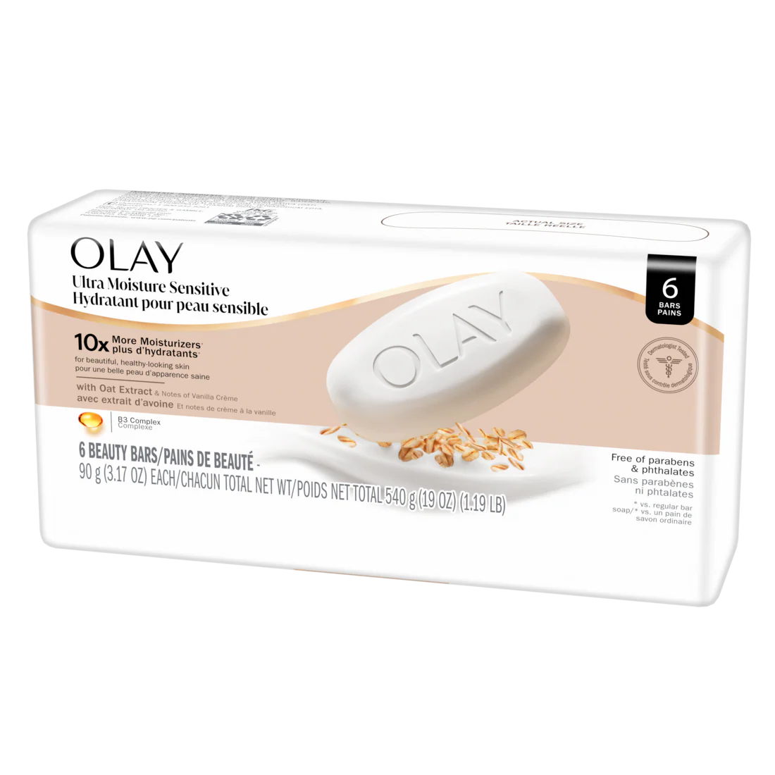 Olay Ultra Moisture Sensitive Beauty Bar With Oat Extract And Notes Of Vanilla Creme - (6x3.17)oz/6pk - Image 2