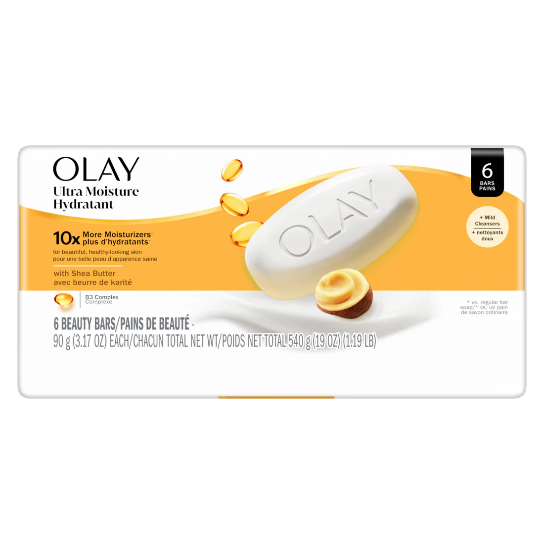 Olay Ultra Moisture Shea Butter Beauty Bar With Vitamin B3 Complex - (6x3.17)oz/6pk