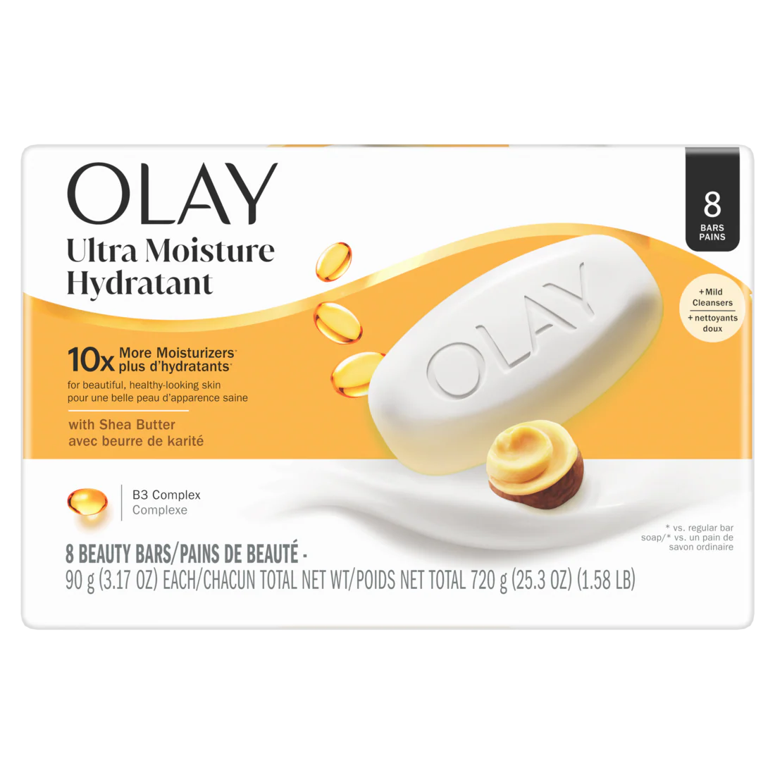 Olay Ultra Moisture Shea Butter Beauty Bar With Vitamin B3 Complex - (8x3.17)oz/4pk