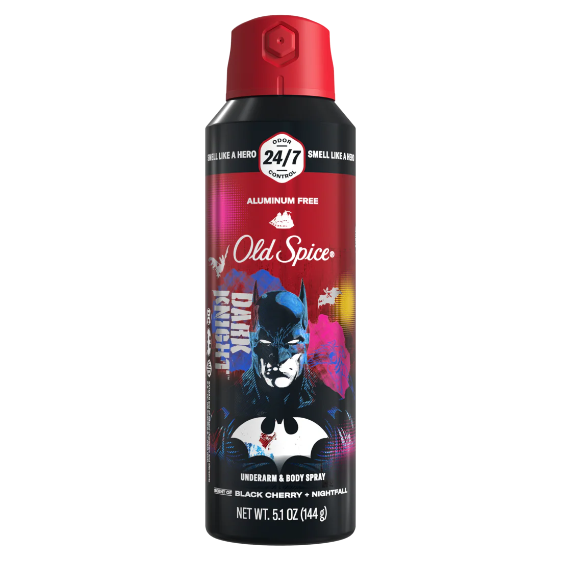 Old Spice Aluminum Free Deodorant For Men 24/7 Freshness Body Spray Long Lasting Odor Protection Smell Like A Hero Batman Black Cherry And Nightfall Scent - 5.1oz/12pk