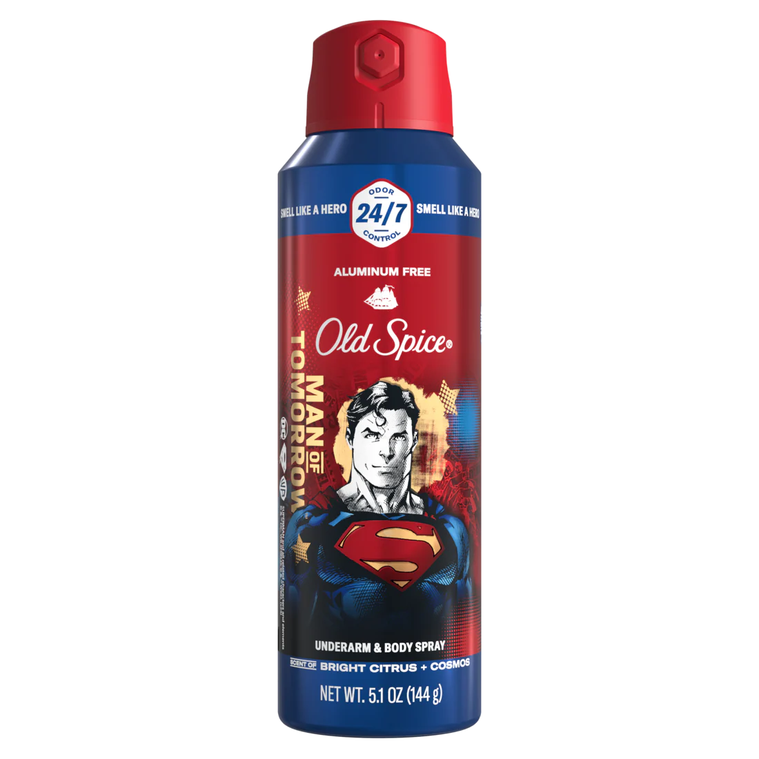 Old Spice Aluminum Free Deodorant for Men 24/7 Freshness Body Spray Long Lasting Odor Protection Smell Like a Hero Superman Bright Citrus and Cosmos Scent - 5.1oz/12pk