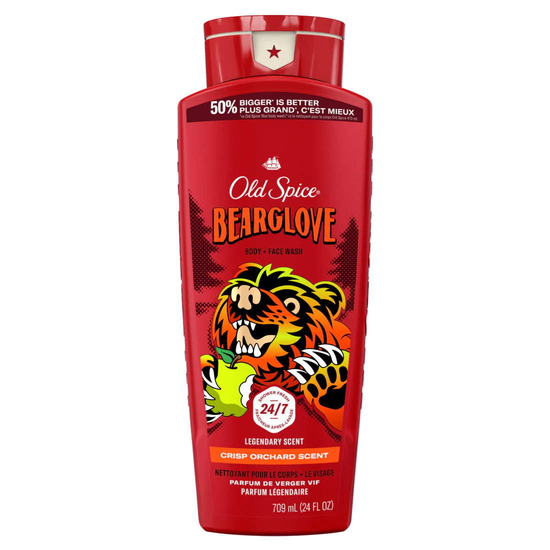 Old Spice Cleansing Body Wash For Men 24/7 Shower Clean With Lasting Scent 2-in-1 Face And Body Wash Rich Lather Bearglove Crisp Orchard Scent - 24oz/4pk
