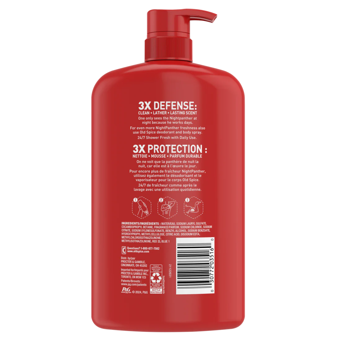 Old Spice Cleansing Body Wash For Men 24/7 Shower Clean With Lasting Scent 2-in-1 Face And Body Wash Rich Lather Nightpanther Rich Warm Scent - 33.4oz/4pk - Image 2