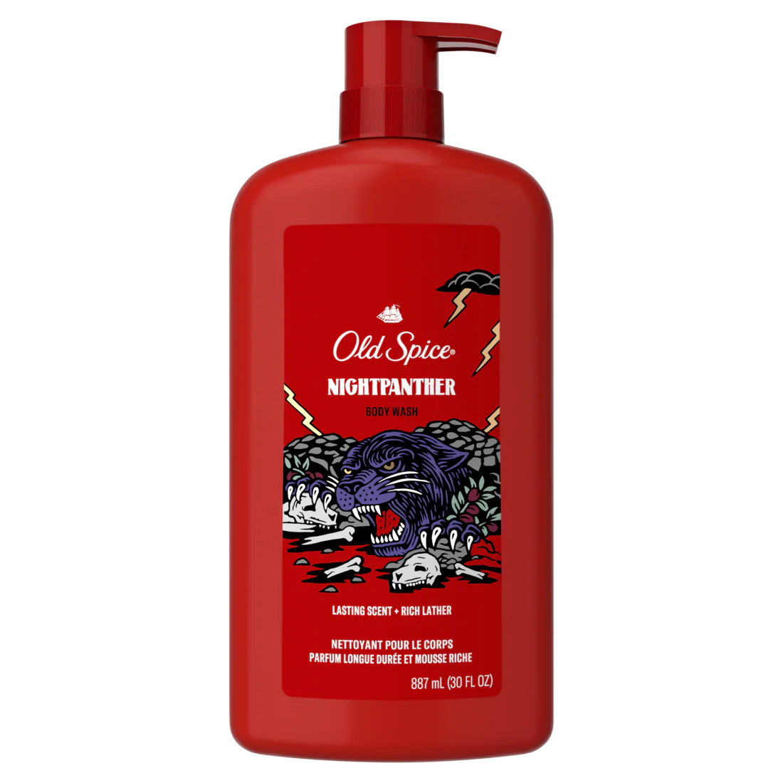Old Spice Body Wash for Men NightPanther Long Lasting Lather - 33.4oz/4pk