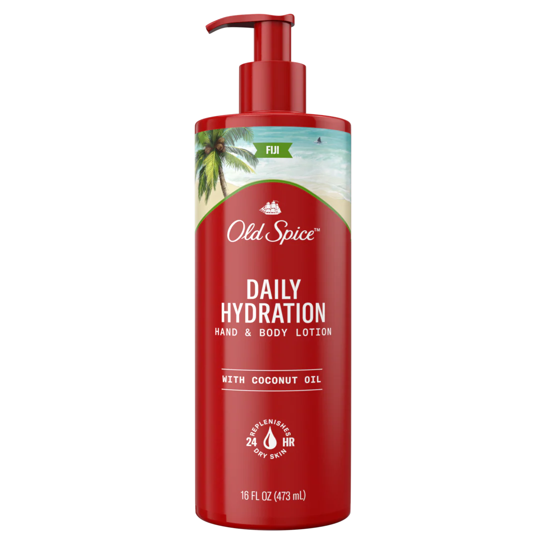 Old Spice Daily Hydration Hand & Body Lotion for Men Fiji with Coconut Oil-16oz/4pk