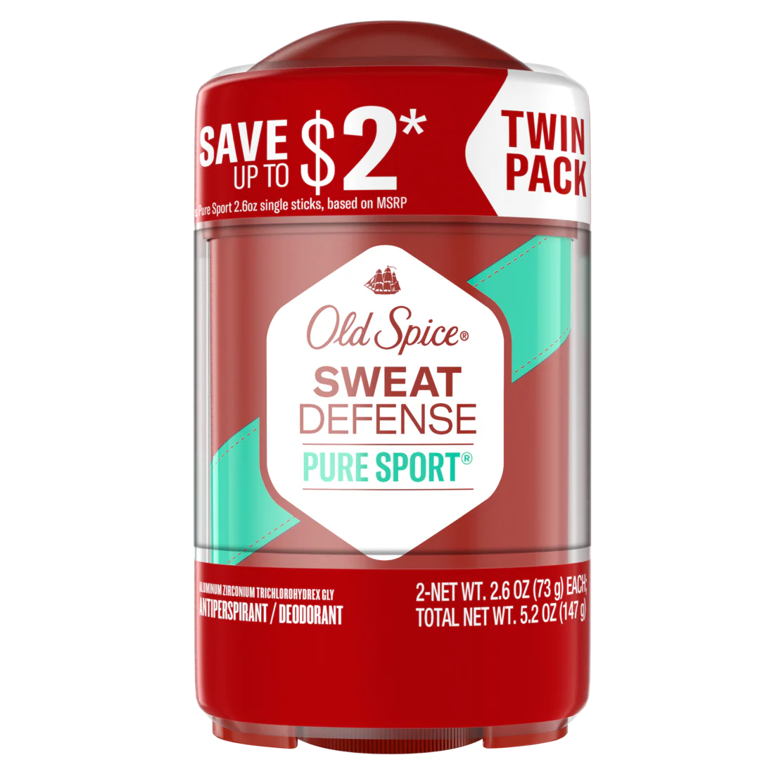 Old Spice Antiperspirant Deodorant For Men 24/7 Freshness Lasting Sweat And Odor Protection Legendary Fragrance  Pure Sport Plus Twin Pack - (2x2.6)oz/6pk