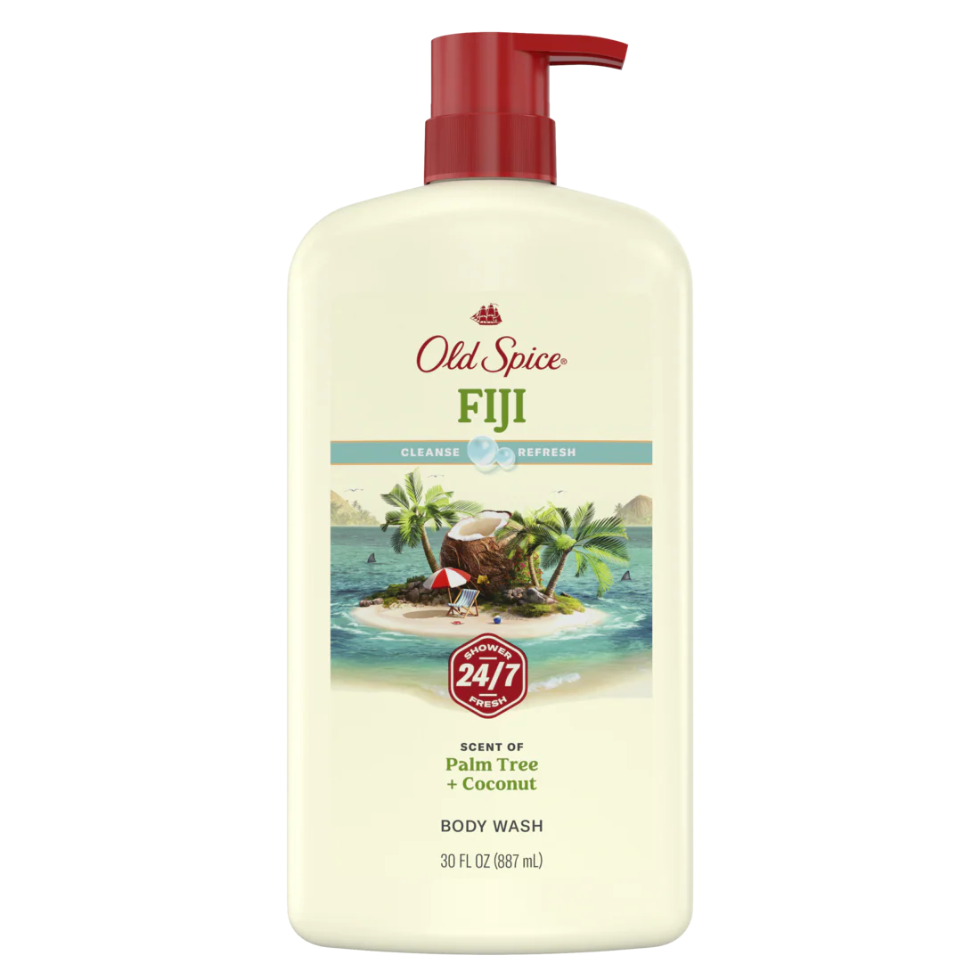 Old Spice Men's Body Wash Fiji with Palm Tree 24/7 Shower Fresh - 30oz/4pk