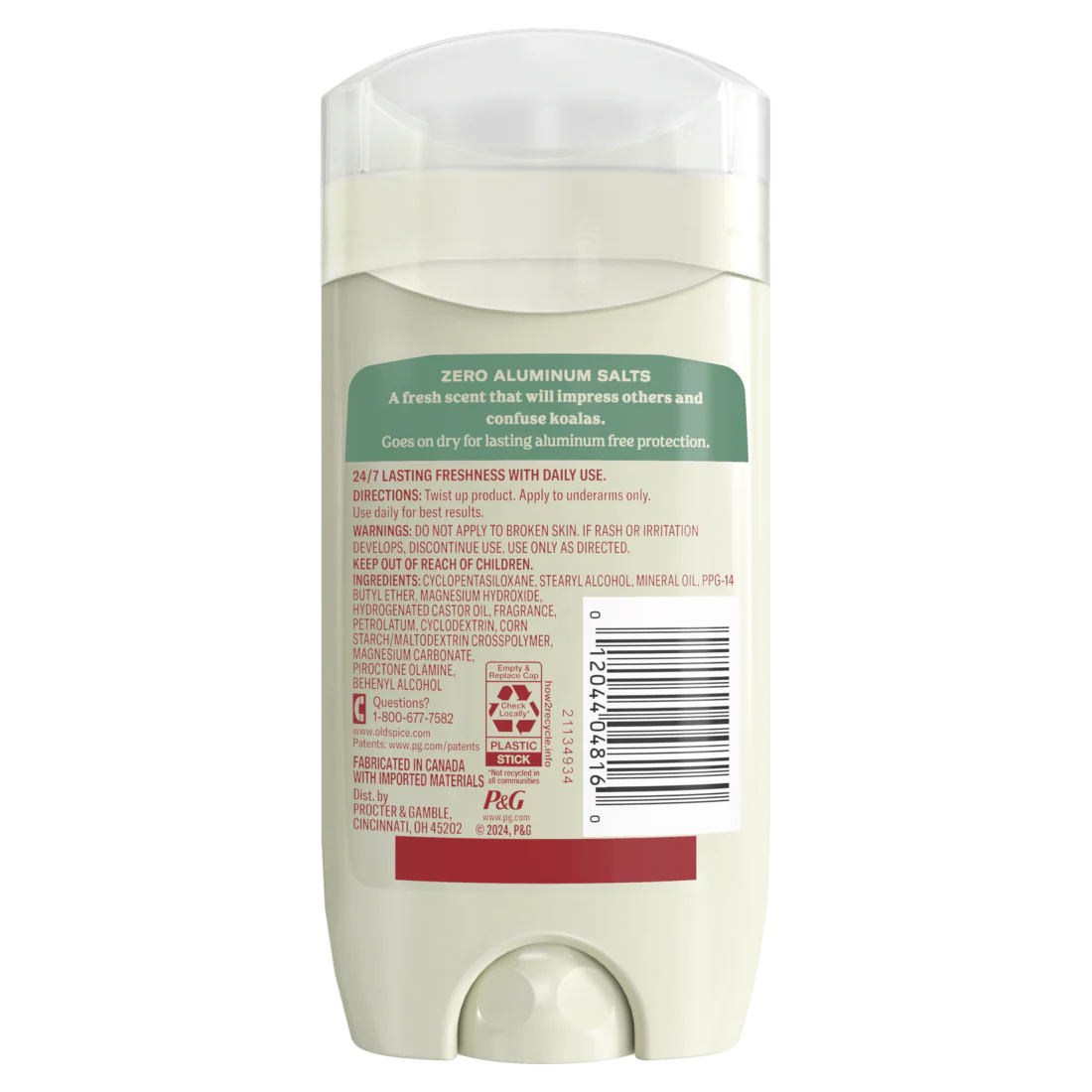 Old Spice Gentleman's Deodorant With Eucalyptus And Coconut Oil Aluminum Free 24/7 Freshness - 3oz/12pk - Image 2