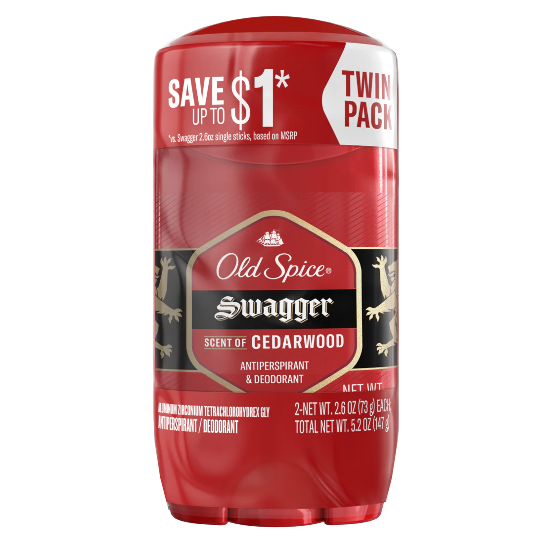 Old Spice Antiperspirant And Deodorant For Men Invisible Solid Swagger Scent Twin Pack - (2x2.6)oz/6pk