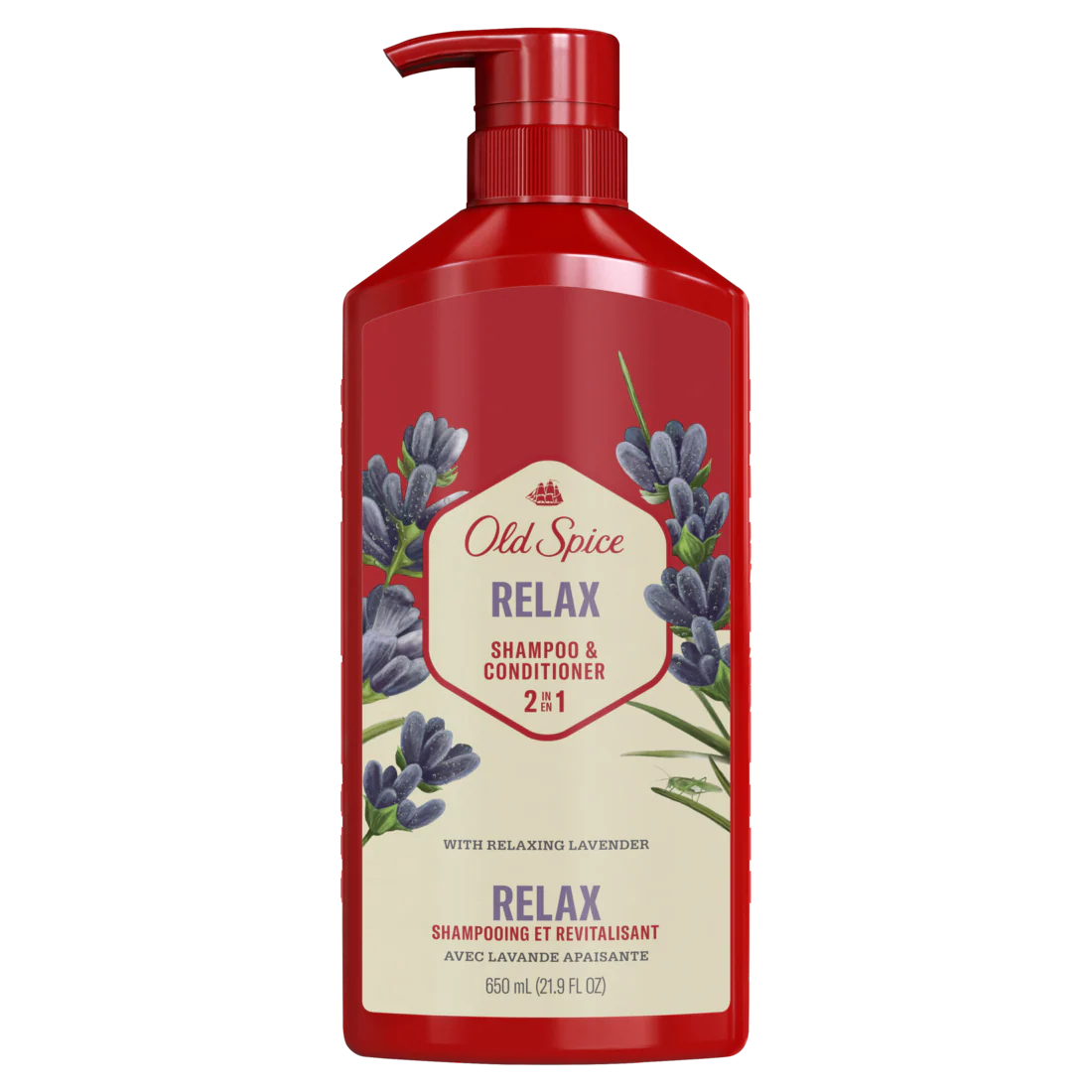 Old Spice Relax 2-in-1 Shampoo And Conditioner For Men Healthier Fuller More Moisturized Looking Hair With Lavender Scent - 21.9oz/4pk