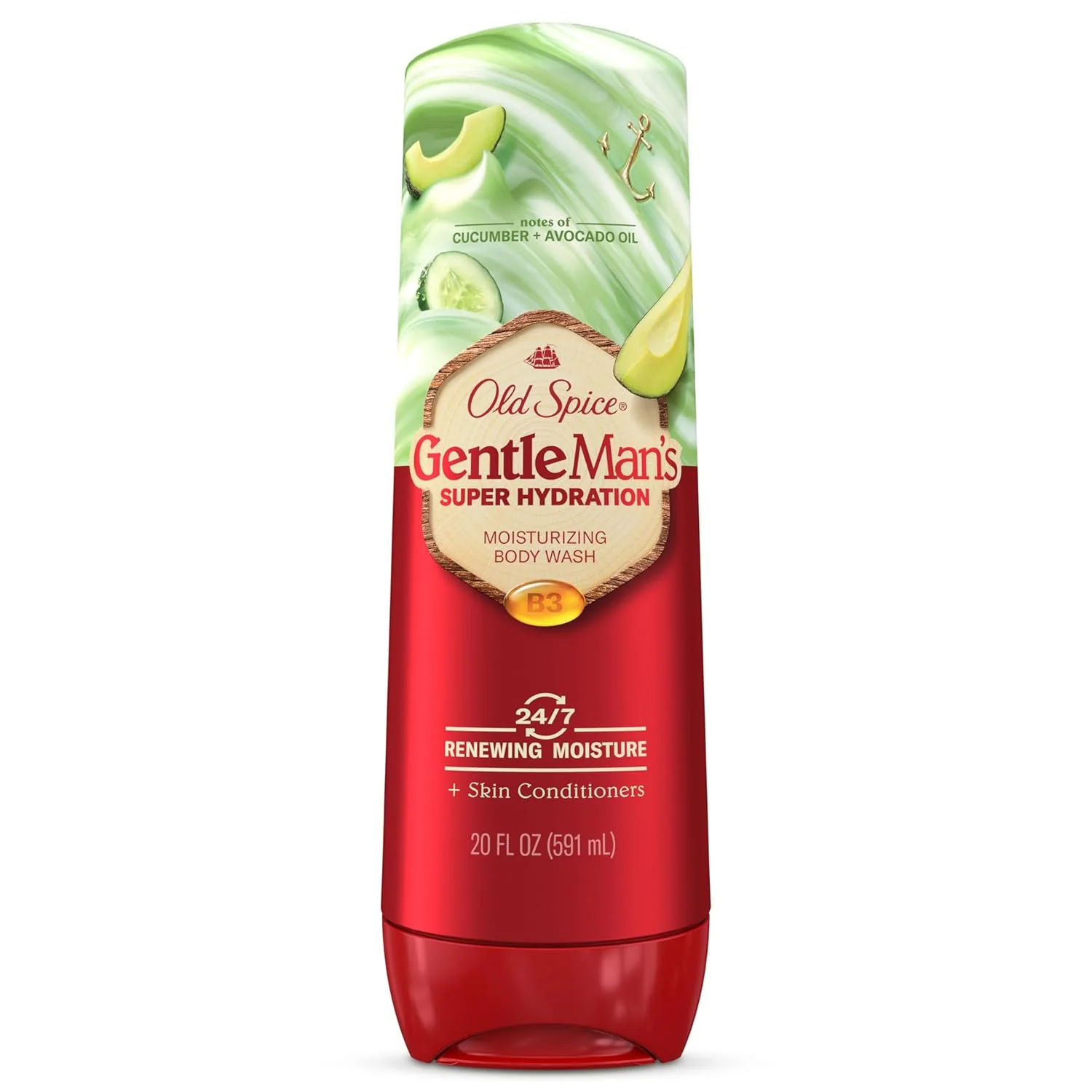 Old Spice Super Hydration Body Wash GentleMans Blend Cucumber + Avocado Oil Scent for Deep Cleaning and 24/7 Renewing Moisture - 20oz/4pk