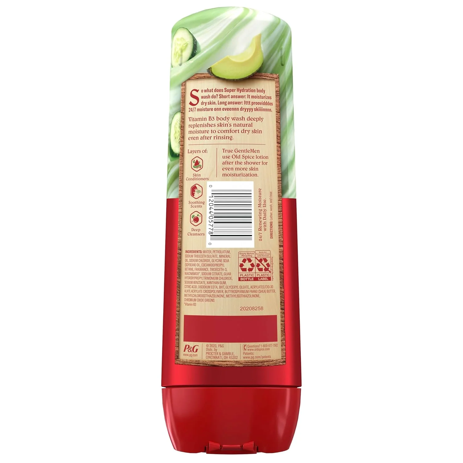 Old Spice Super Hydration Body Wash GentleMans Blend Cucumber + Avocado Oil Scent for Deep Cleaning and 24/7 Renewing Moisture - 20oz/4pk - Image 2