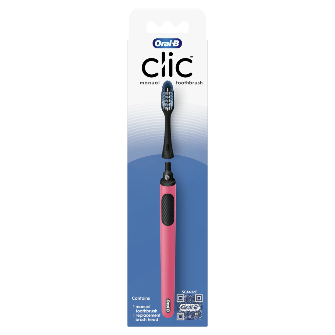 Oral-B Clic Manual Toothbrush Handle with Replaceable Brush Head Coral - 24pk