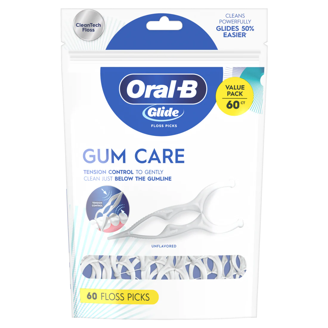 Oral-B Glide Gum Care Dental Floss Picks Good For Back Teeth - 60ct/24pk