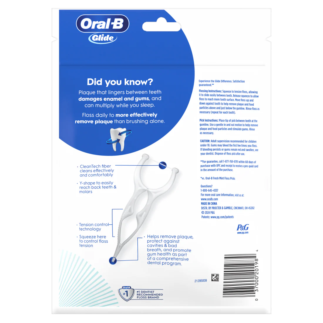 Oral-B Glide Gum Care Dental Floss Picks Good For Back Teeth - 30ct/48pk - Image 2