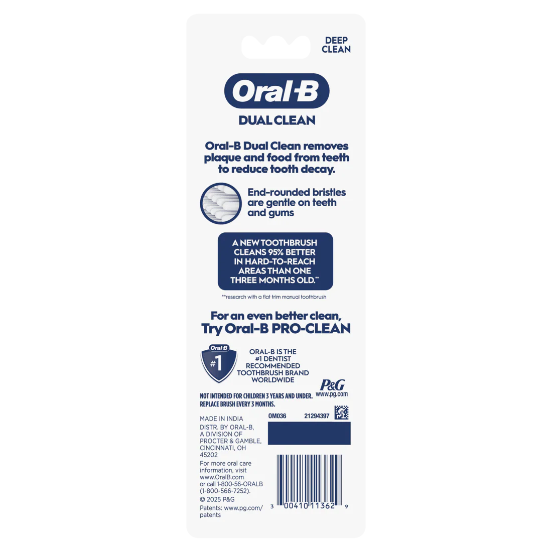 Oral-B Toothbrush Dual Clean Soft - 3ct/36pk - Image 2