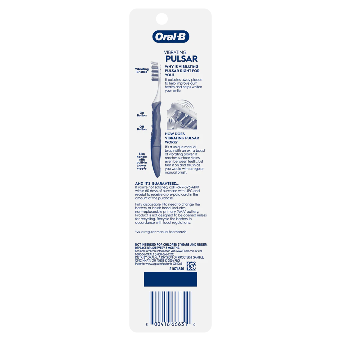 Oral-B Vibrating Expert Clean Pulsar Toothbrush Vibrating Battery Toothbrush Medium - 1ct/48pk - Image 2