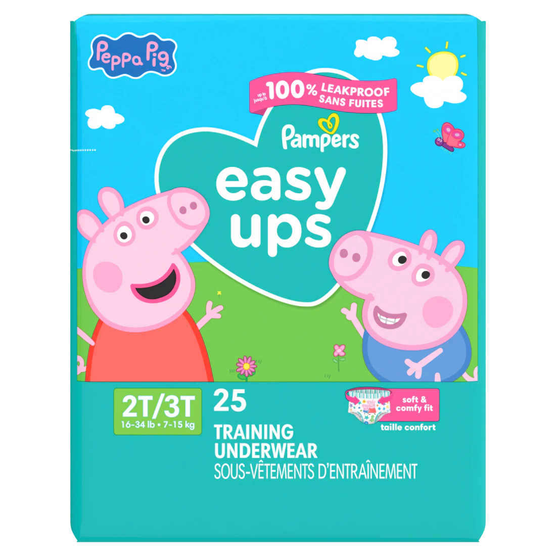 Pampers Easy Ups Training Underwear Peppa Pig Size 4 2T-3T - 25ct/4pk