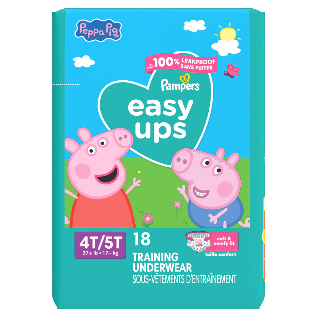 Pampers Easy Ups Training Underwear Peppa Pig Size 6 4T-5T - 18ct/4pk