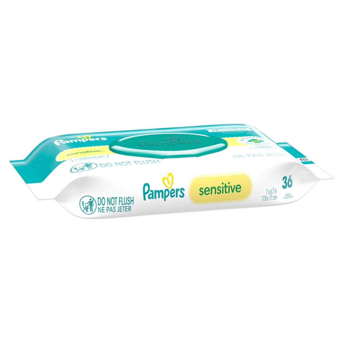 Pampers Sensitive Baby Wipes Clinically Proven Water Based Hypoallergenic And Unscented Baby Wipes (1X Flip-Top Packs) - 36ct/12pk