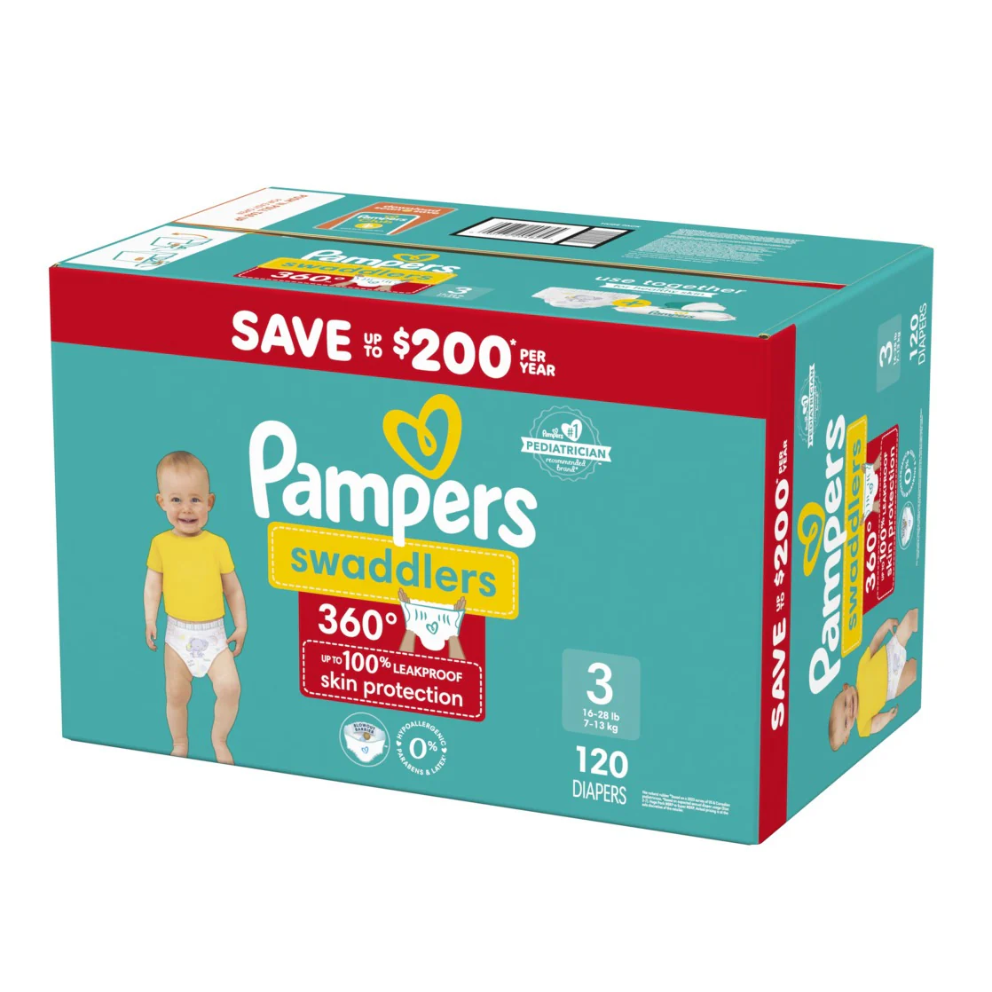 Pampers Swaddlers 360 Baby Diapers Size 3 - 120ct/1pk - Image 2