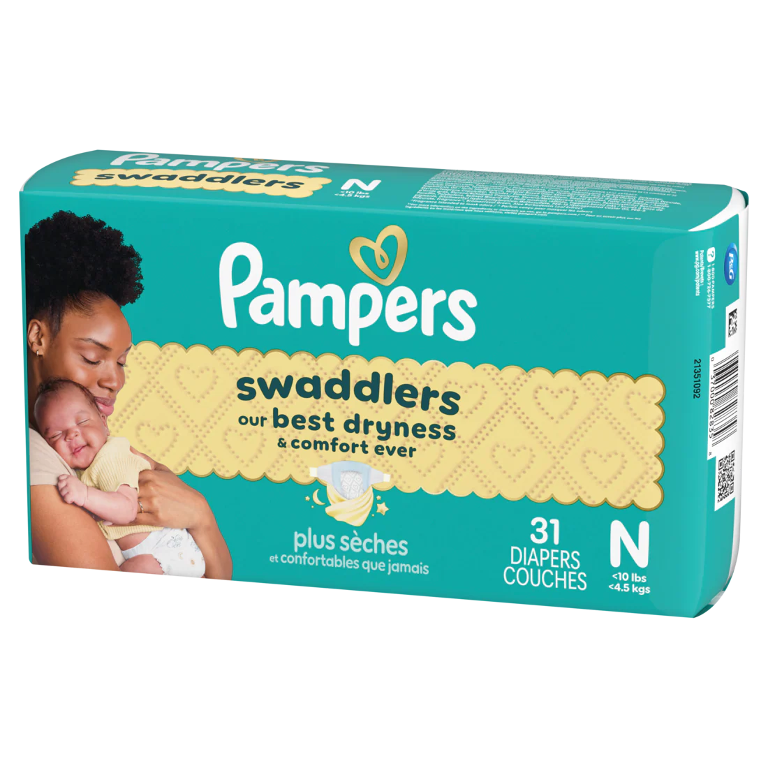 Pampers Swaddlers Diapers Size 0 (Up To 10 Lbs) Absorbent Keeps Baby Dry And Comfortable Pediatrician Recommended Skin Safe Disposable Baby Diaper - 31ct/4pk - Image 2