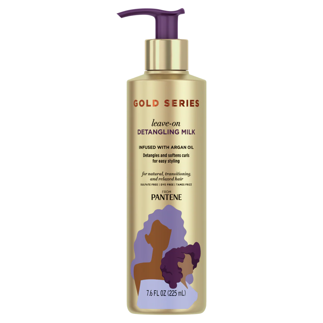 Gold Series From Pantene Sulfate-Free Leave-On Detangling Milk Treatment With Argan Oil For Curly Coily Hair - 7.6oz/12pk