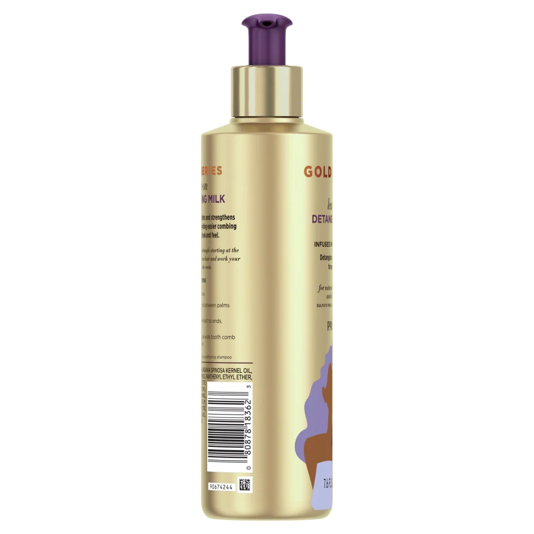 Gold Series From Pantene Sulfate-Free Leave-On Detangling Milk Treatment With Argan Oil For Curly Coily Hair - 7.6oz/12pk - Image 2