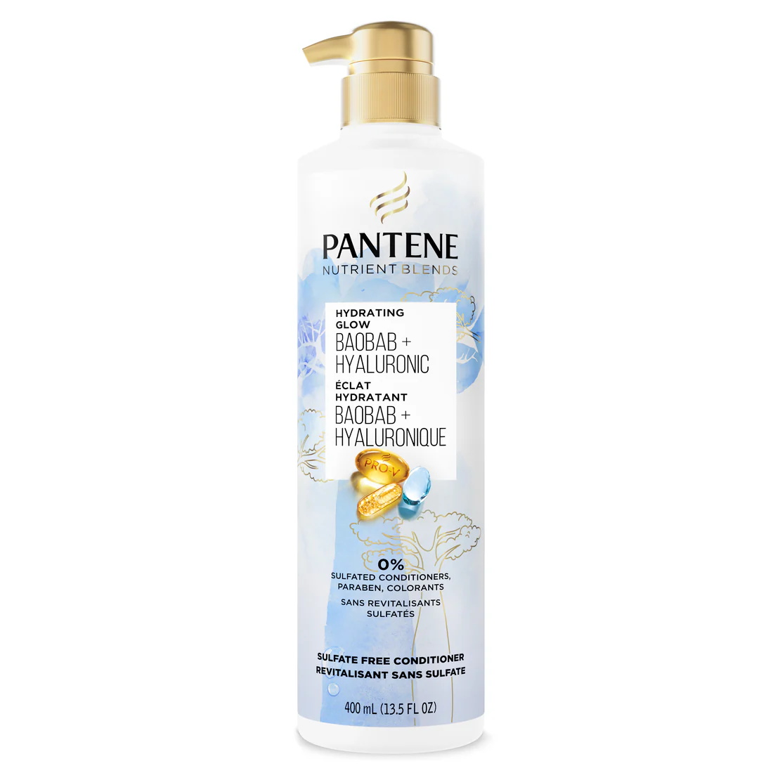 Pantene Nutrient Blends Hydrating Glow Baobab + Hyaluronic Sulfate Free Contidioner - 13.5oz/4pk