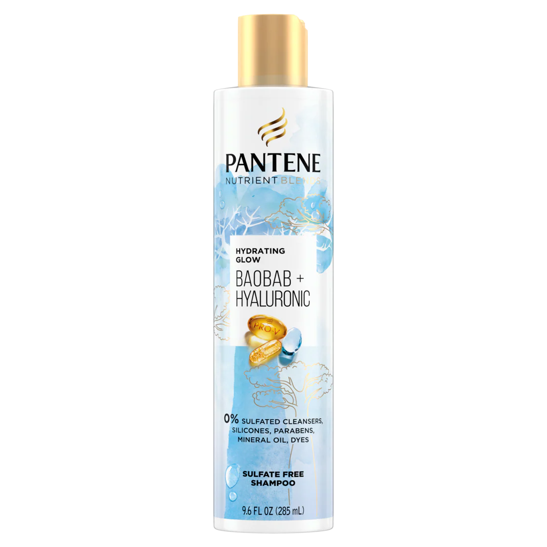 Pantene Nutrient Blends Hydrating Glow Baobab + Hyaluronic Sulfate Free Shampoo - 9.6oz/4pk