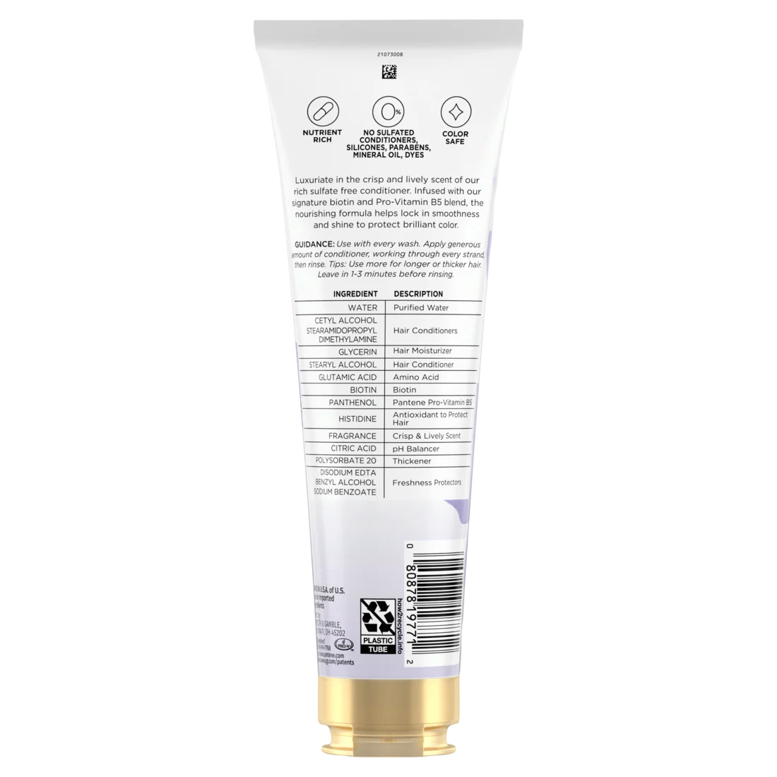 Pantene Nutrient Blends Illuminating Color Care Biotin Sulfate Free Conditioner - 8oz/12pk - Image 2