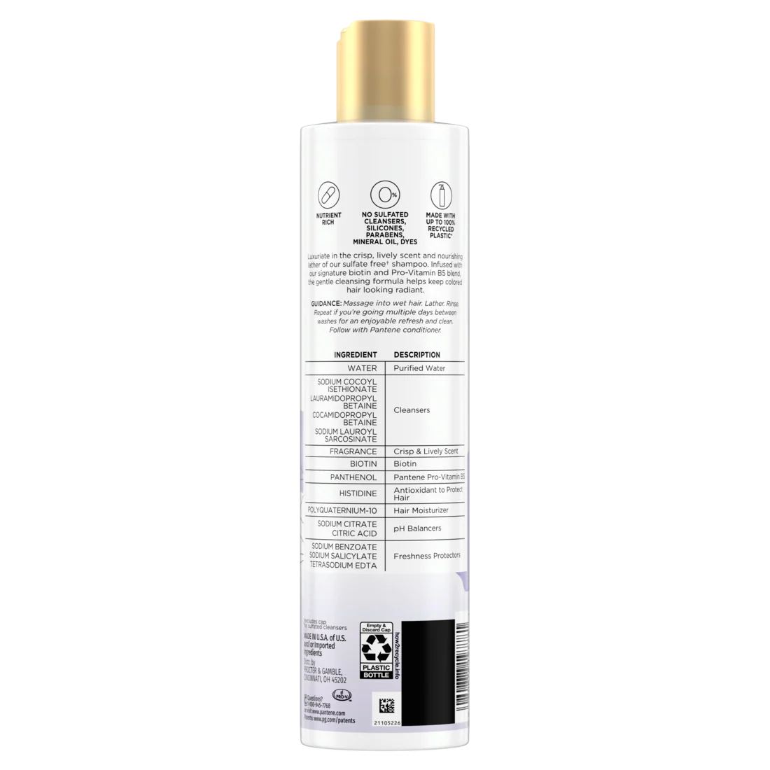 Pantene Nutrient Blends Illuminating Color Care Biotin Sulfate Free Shampoo - 9.6oz/4pk - Image 2