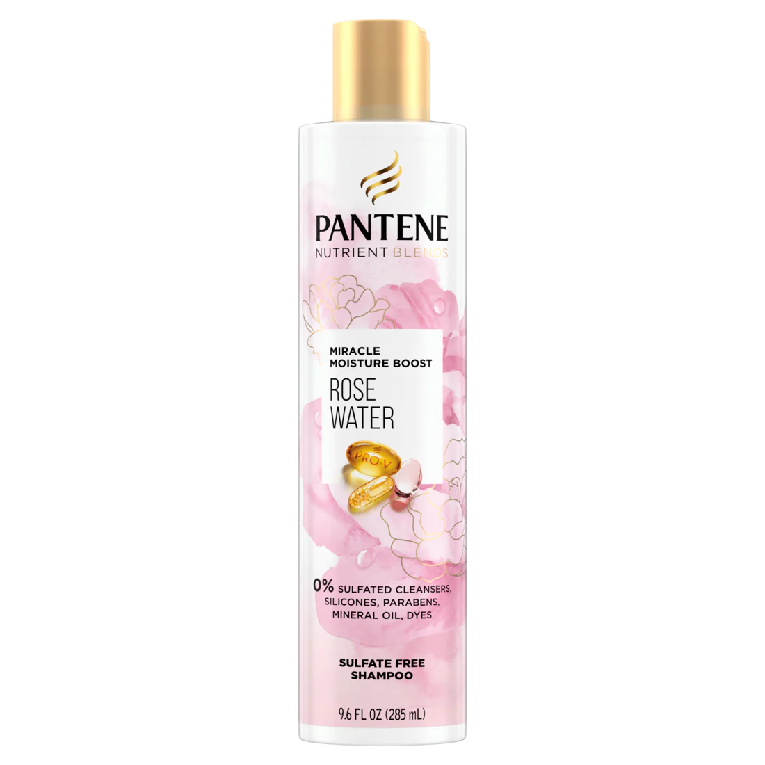 Pantene Nutrient Blends Miracle Moisture Boost Rose Water Sulfate Free Shampoo - 9.6oz/4pk