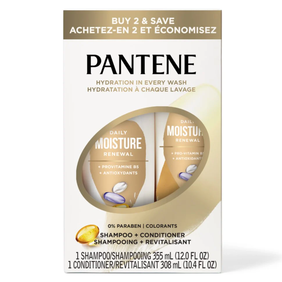 Pantene Daily Moisture Renewal 72 Hr Lush Moisture Shampoo 12.0oz & Conditioner 10.4oz Dual Pack - (12.0+10.4)oz/4pk