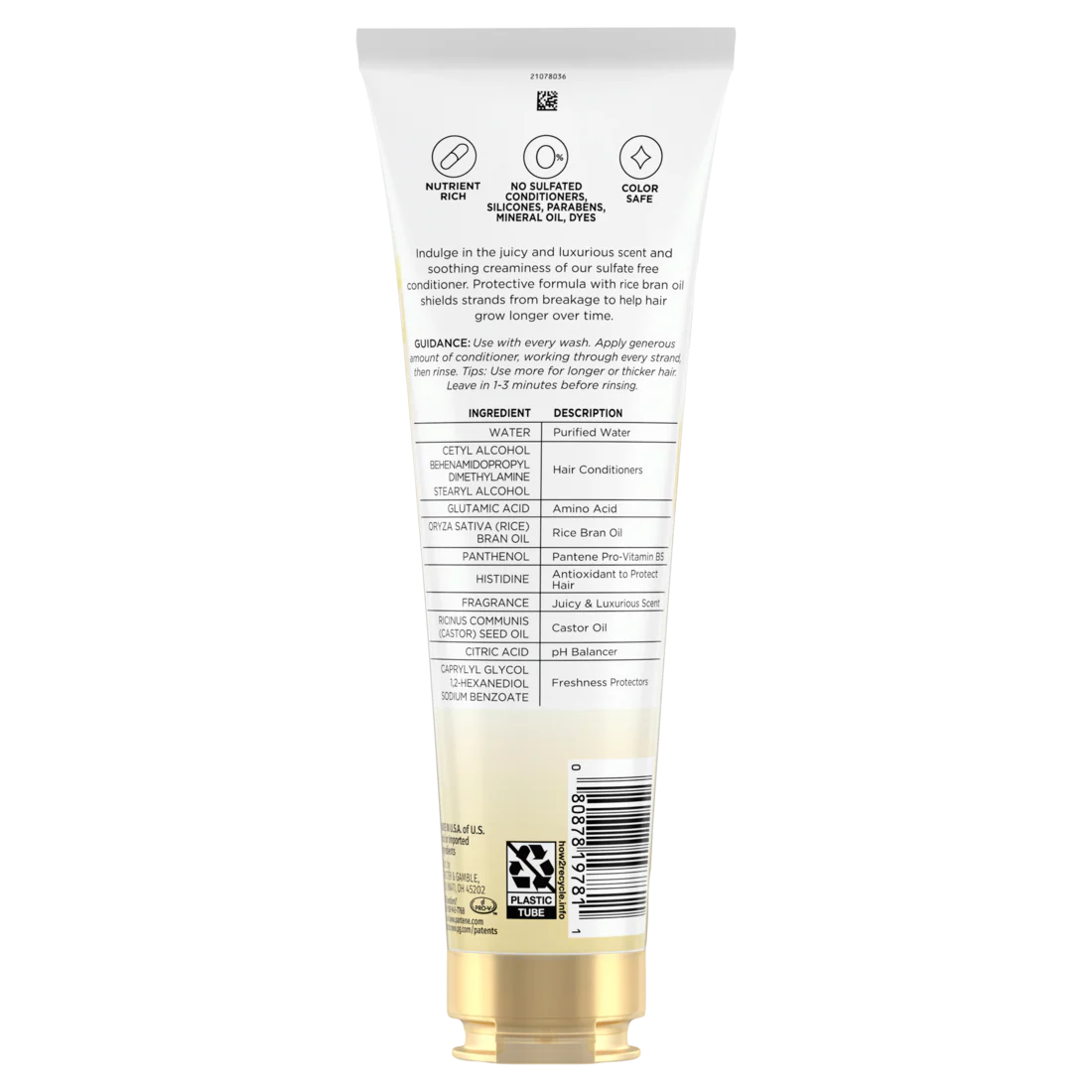 Pantene Nutrient Blends Unbreakable Lengths Rice Water Sulfate Free Conditioner - 8oz/12pk - Image 2