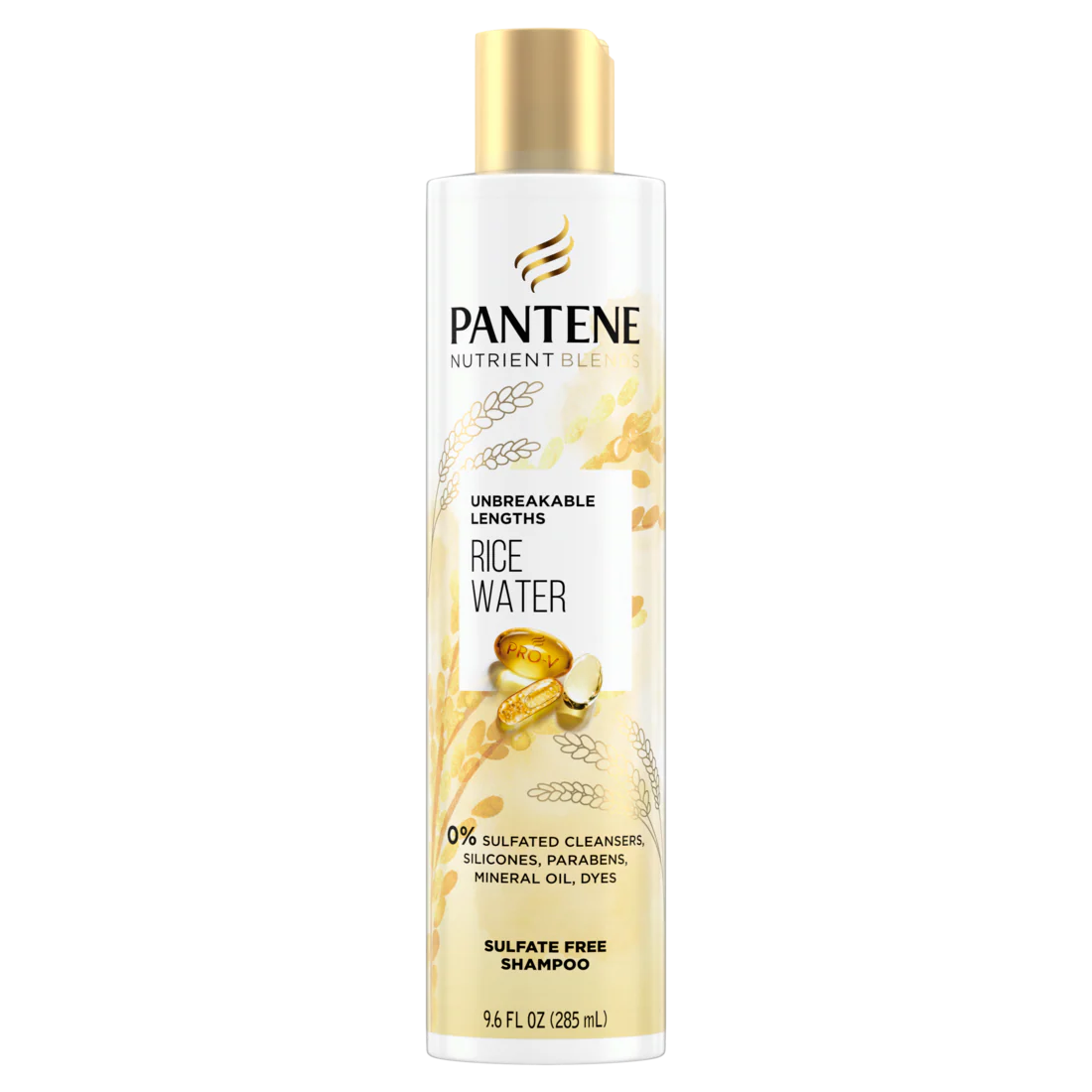 Pantene Nutrient Blends Unbreakable Lengths Rice Water Sulfate Free Shampoo - 9.6oz/4pk