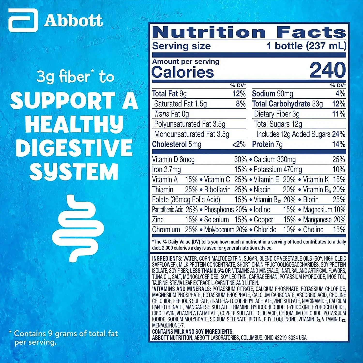 PediaSure Grow and Gain Nutritional Shake with Fiber for Kids Vanilla - 8oz/24pk - Image 2